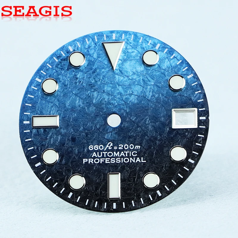 SEAGIS 28.5mm watch dial for NH35 movement dial YM mod ice crystal blue green luminous watch accessories customize logo
SEAGIS 28.5mm watch dial for NH35 movement dial YM mod ice crystal blue green luminous watch accessories customize logo