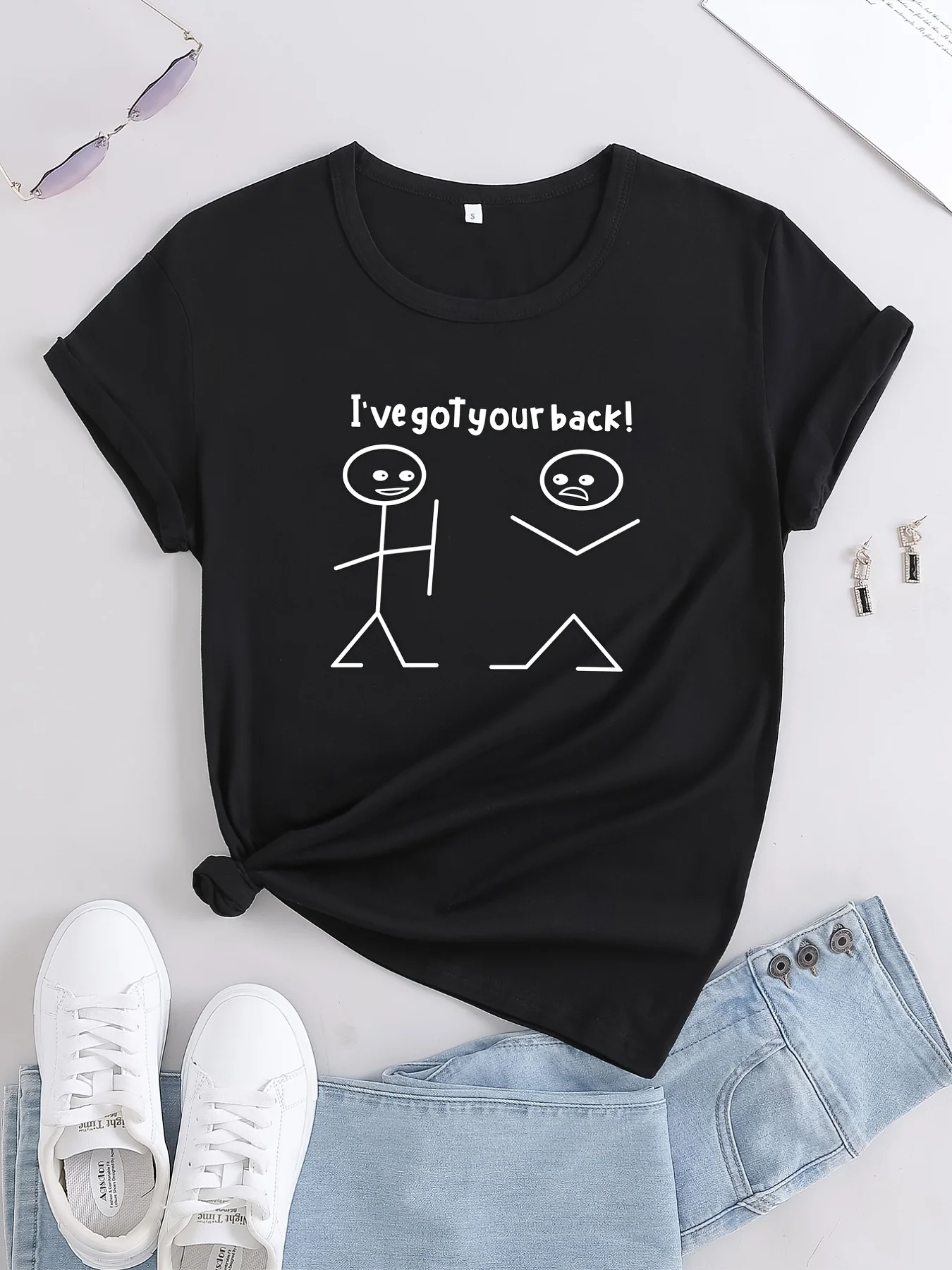Футболка с круглым вырезом и принтом «I'm Your Back», Повседневная Свободная модная летняя футболка с коротким рукавом, топы, женская одежда
Футболка с круглым вырезом и принтом «I'm Your Back», Повседневная Свободная модная летняя футболка с коротким рукавом, топы, женская одежда