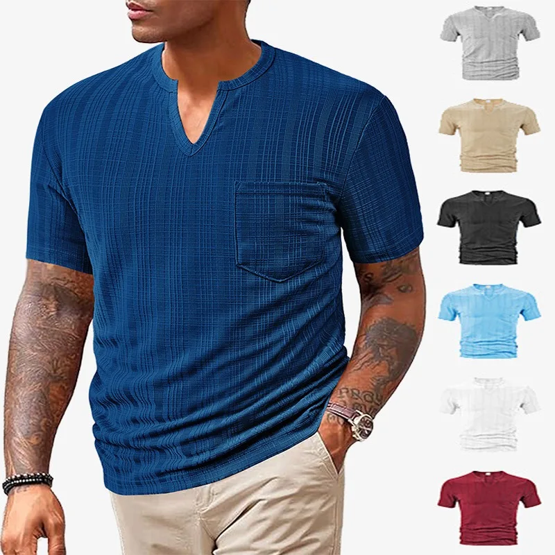 Men's Clothing Summer V-Neck T-Shirt Polyester Linen-like Checkered Breathable Casual Athletic Top Sports and Fitness Tees
Men's Clothing Summer V-Neck T-Shirt Polyester Linen-like Checkered Breathable Casual Athletic Top Sports and Fitness Tees