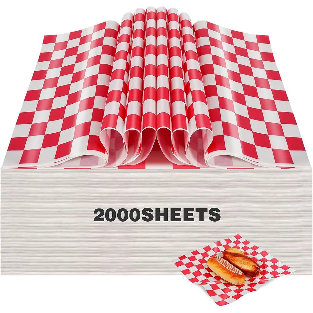 2000 Pcs Deli Paper Sheets Grease Resistant ood Basket Liners 12" x 12" Waxed Red Checkered Square Sandwich Paper Wraps or Carni
2000 Pcs Deli Paper Sheets Grease Resistant ood Basket Liners 12" x 12" Waxed Red Checkered Square Sandwich Paper Wraps or Carni