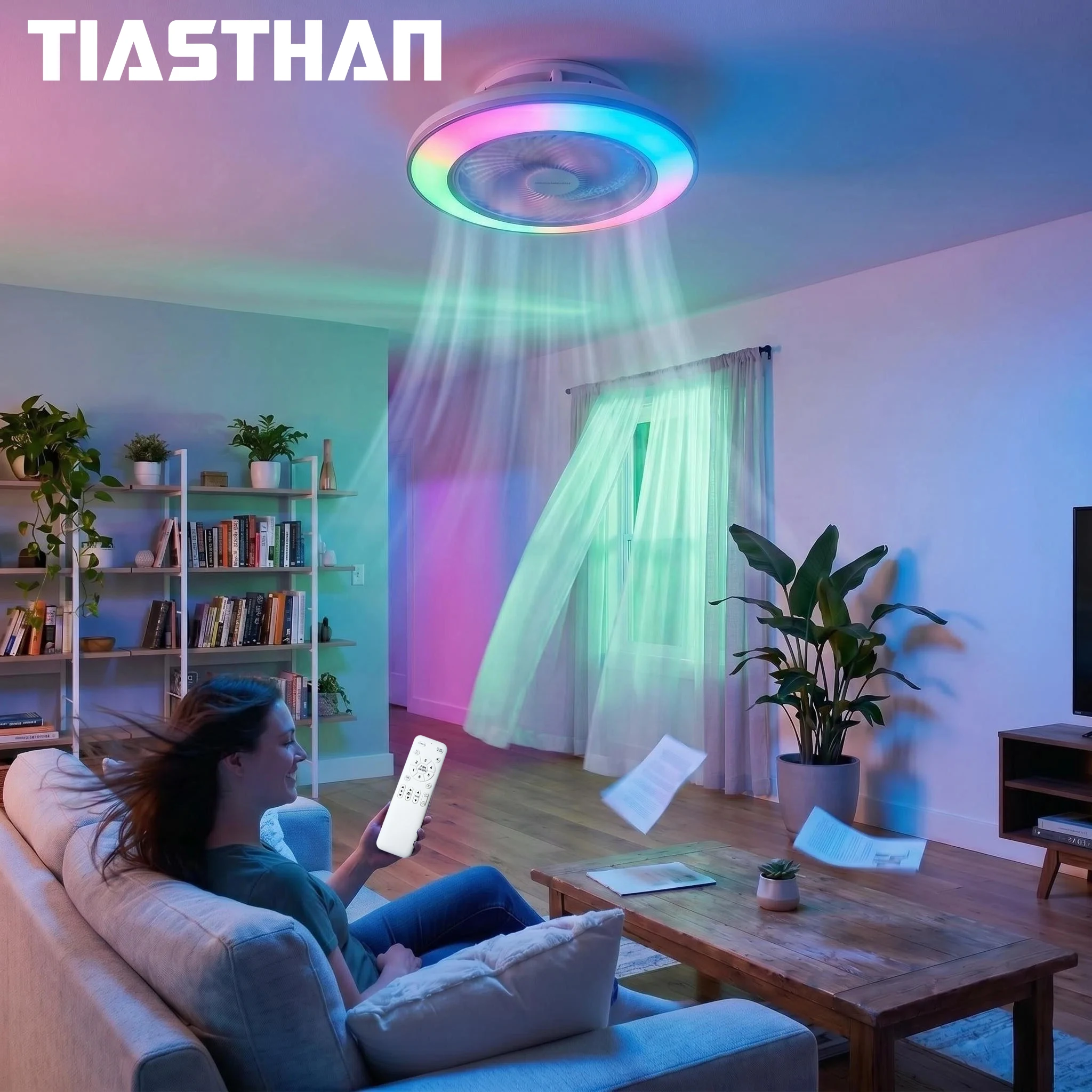 AC220V Air Guide Wheel Ceiling Fan RGB Light with Smart Remote Control Variable Frequency Motor & Stepless Dimming Electric Fan
AC220V Air Guide Wheel Ceiling Fan RGB Light with Smart Remote Control Variable Frequency Motor & Stepless Dimming Electric Fan