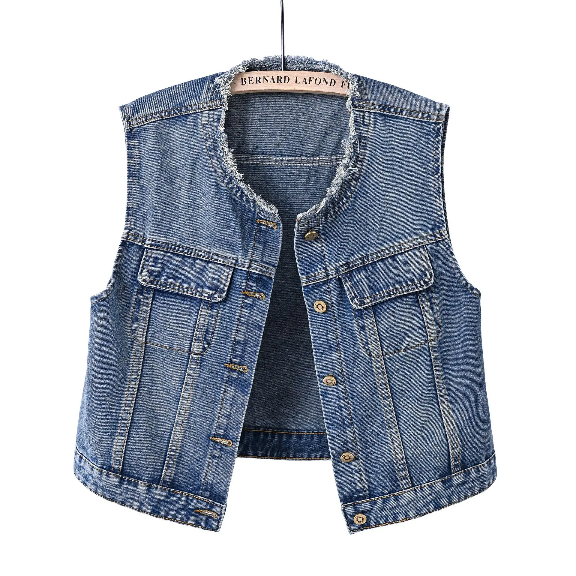 Women's Denim Vest Top with Rounded Hem and Open Back, Short-Length Casual Retro Fitted Sleeveless Jacket
Women's Denim Vest Top with Rounded Hem and Open Back, Short-Length Casual Retro Fitted Sleeveless Jacket