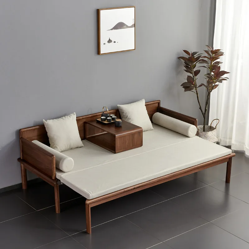 Customizable new Chinese solid wood push-pull Arhat bed simple black walnut living room sofa combination
Customizable new Chinese solid wood push-pull Arhat bed simple black walnut living room sofa combination