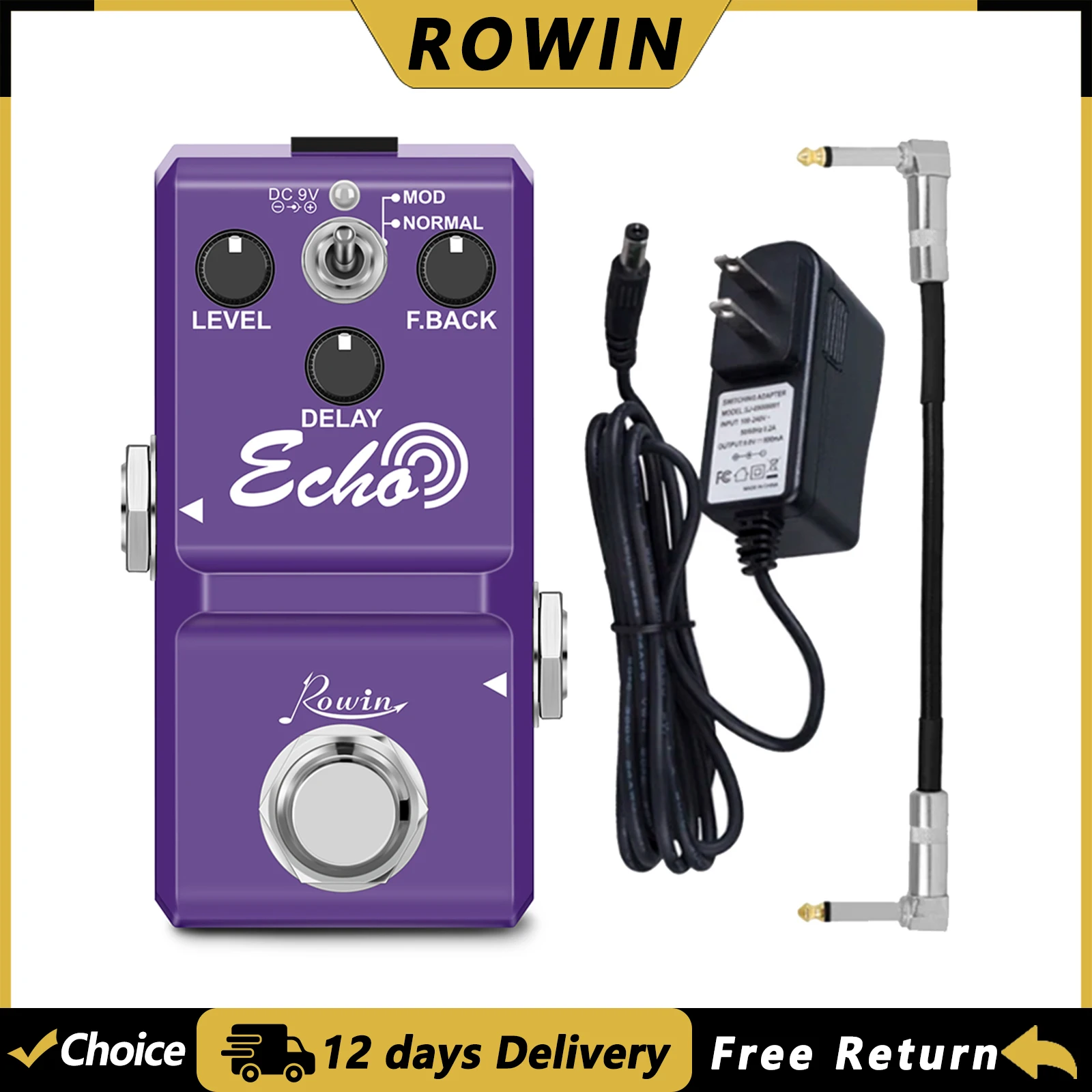 ROWIN Echo педаль эффектов для гитары Echo Delay аналоговая педаль эффектов True Bypass педаль мини-размер LN-314 аксессуары для электрогитары
ROWIN Echo педаль эффектов для гитары Echo Delay аналоговая педаль эффектов True Bypass педаль мини-размер LN-314 аксессуары для электрогитары