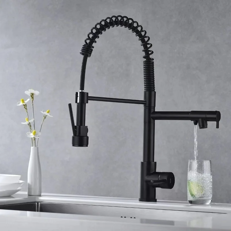 Black 304 Stainless Steel Pull-out Kitchen Sink Faucet Hot And Cold Multifunctional Retractable Rotating Wash Basin Sink Tap
Black 304 Stainless Steel Pull-out Kitchen Sink Faucet Hot And Cold Multifunctional Retractable Rotating Wash Basin Sink Tap