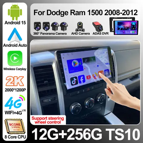 Android 16 For Dodge Ram 1500 2008-2012 Carplay Car Radio Multimedia Navigation Gps Autoradio Stereo Head Unit 2din Rds 5g Wifi