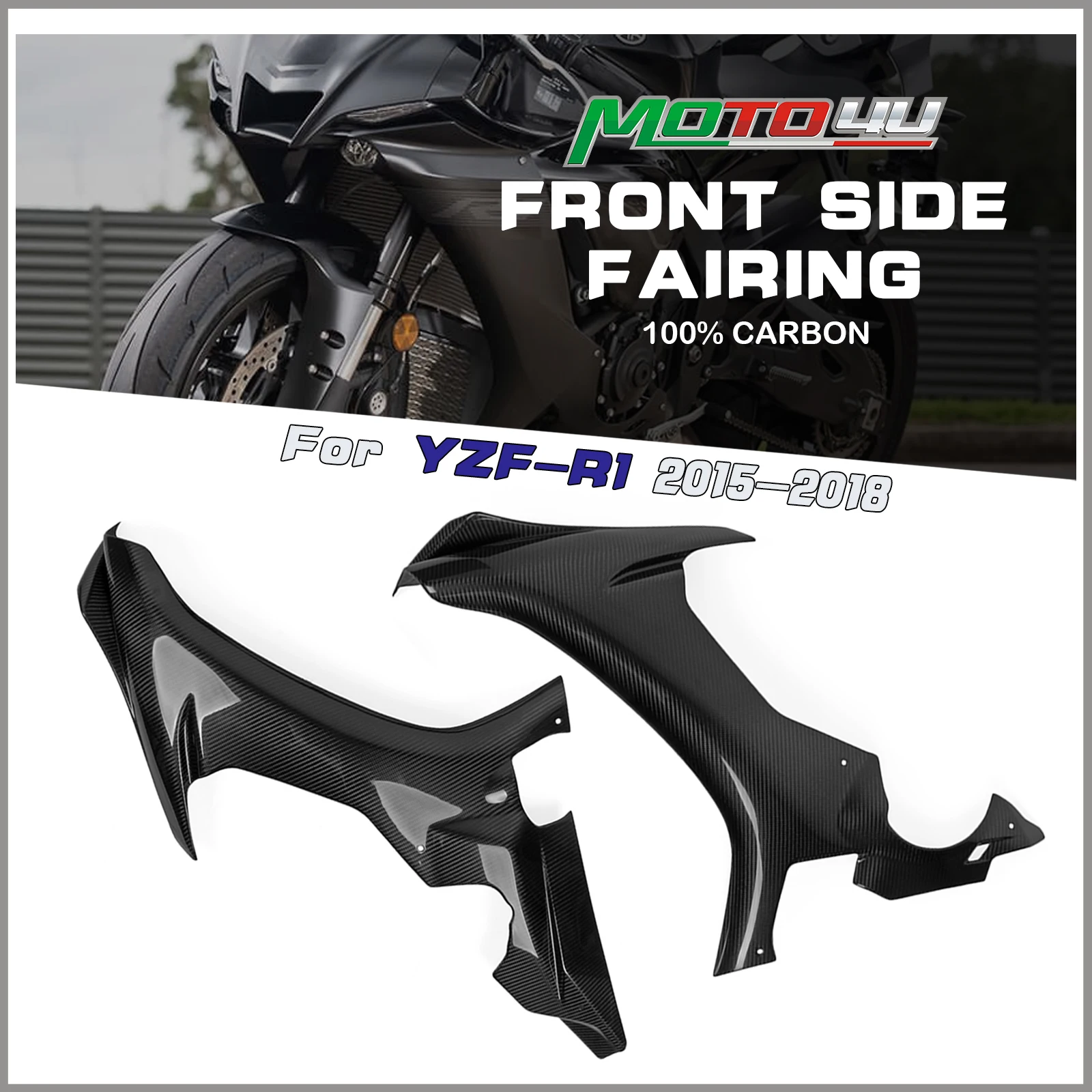 For YAMAHA YZF-R1 R1 2015 2016 2017 2018 100% Carbon Fiber Front Side Fairing Motorcycle Fairing Protective decorative cover
For YAMAHA YZF-R1 R1 2015 2016 2017 2018 100% Carbon Fiber Front Side Fairing Motorcycle Fairing Protective decorative cover