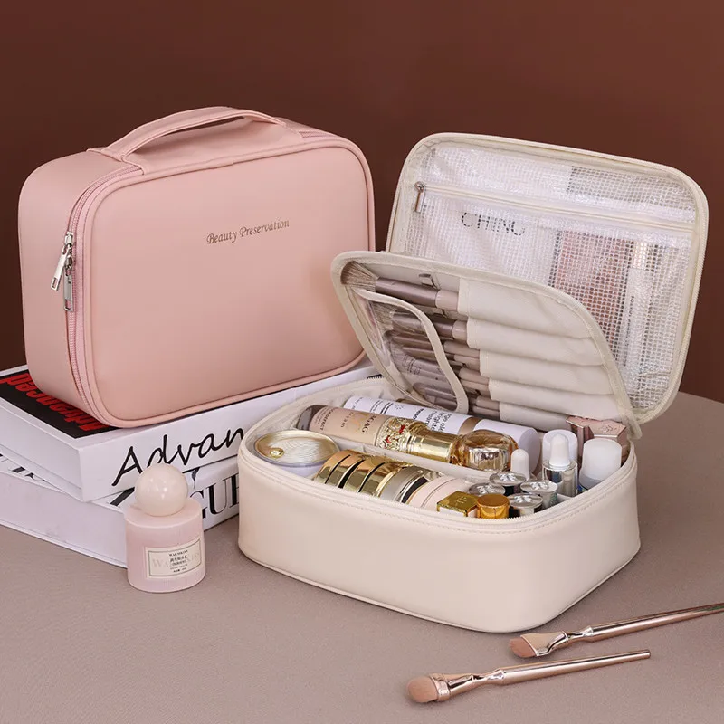 Tote PU Fashion Makeup Bag Women's Waterproof Cosmetic Bag Large Capacity Double Layer Pouch Handbags Female Toiletry Bag
Tote PU Fashion Makeup Bag Women's Waterproof Cosmetic Bag Large Capacity Double Layer Pouch Handbags Female Toiletry Bag