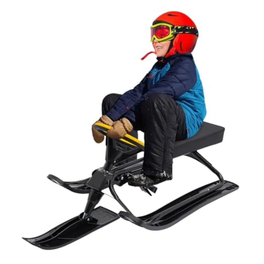 Snow Racer Sled Ski Sled Slider Board with Steering Wheel Soft and Large PU Seat Twin Brakes for Aged 3-15 Years Old Adults
Snow Racer Sled Ski Sled Slider Board with Steering Wheel Soft and Large PU Seat Twin Brakes for Aged 3-15 Years Old Adults