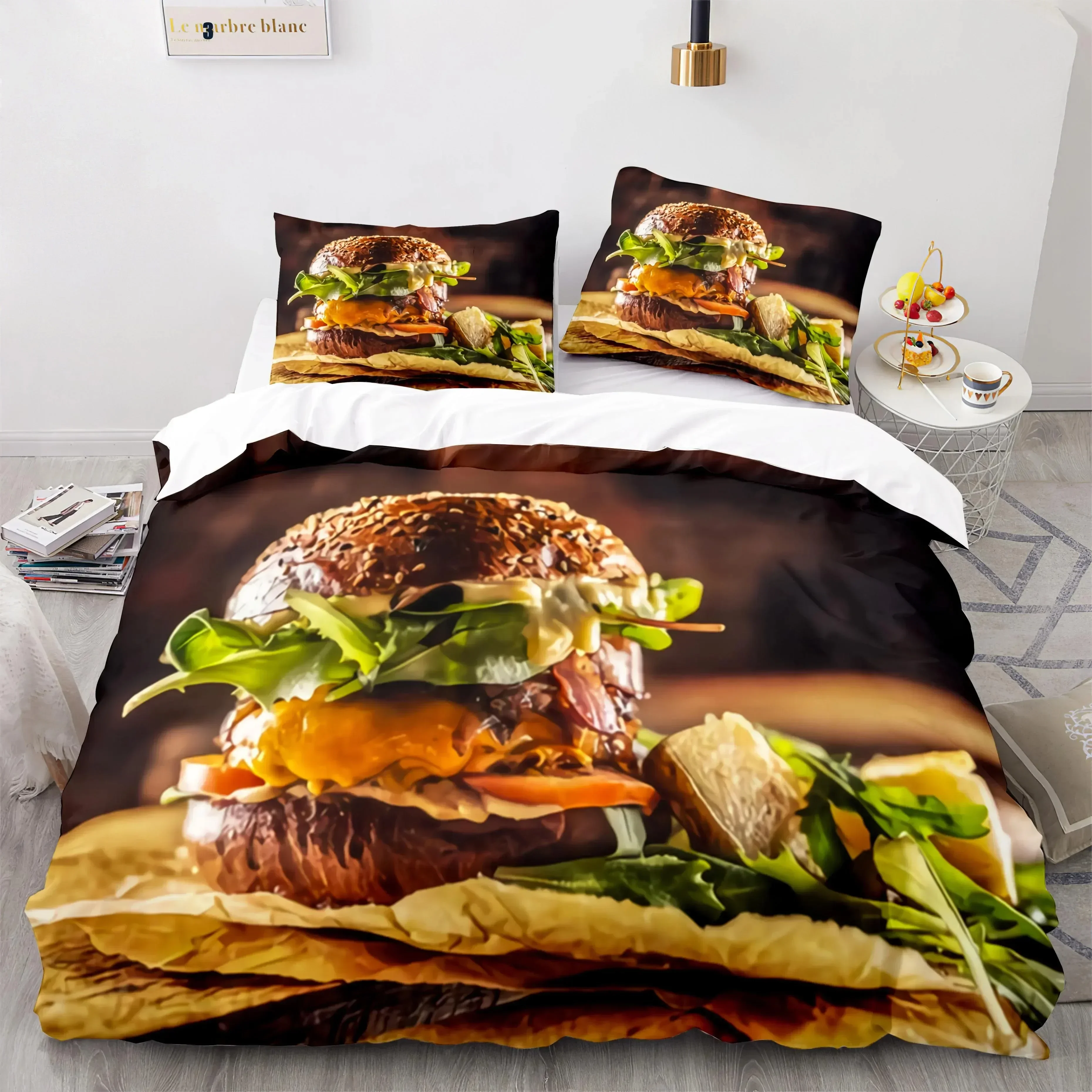 Hamburger Fast Food Theme Bedding Set Meat Cheese Bedding Set Duvet Cover Sheet Printed Bed Set Pillowcase Bed Comforter Bedroom
Hamburger Fast Food Theme Bedding Set Meat Cheese Bedding Set Duvet Cover Sheet Printed Bed Set Pillowcase Bed Comforter Bedroom