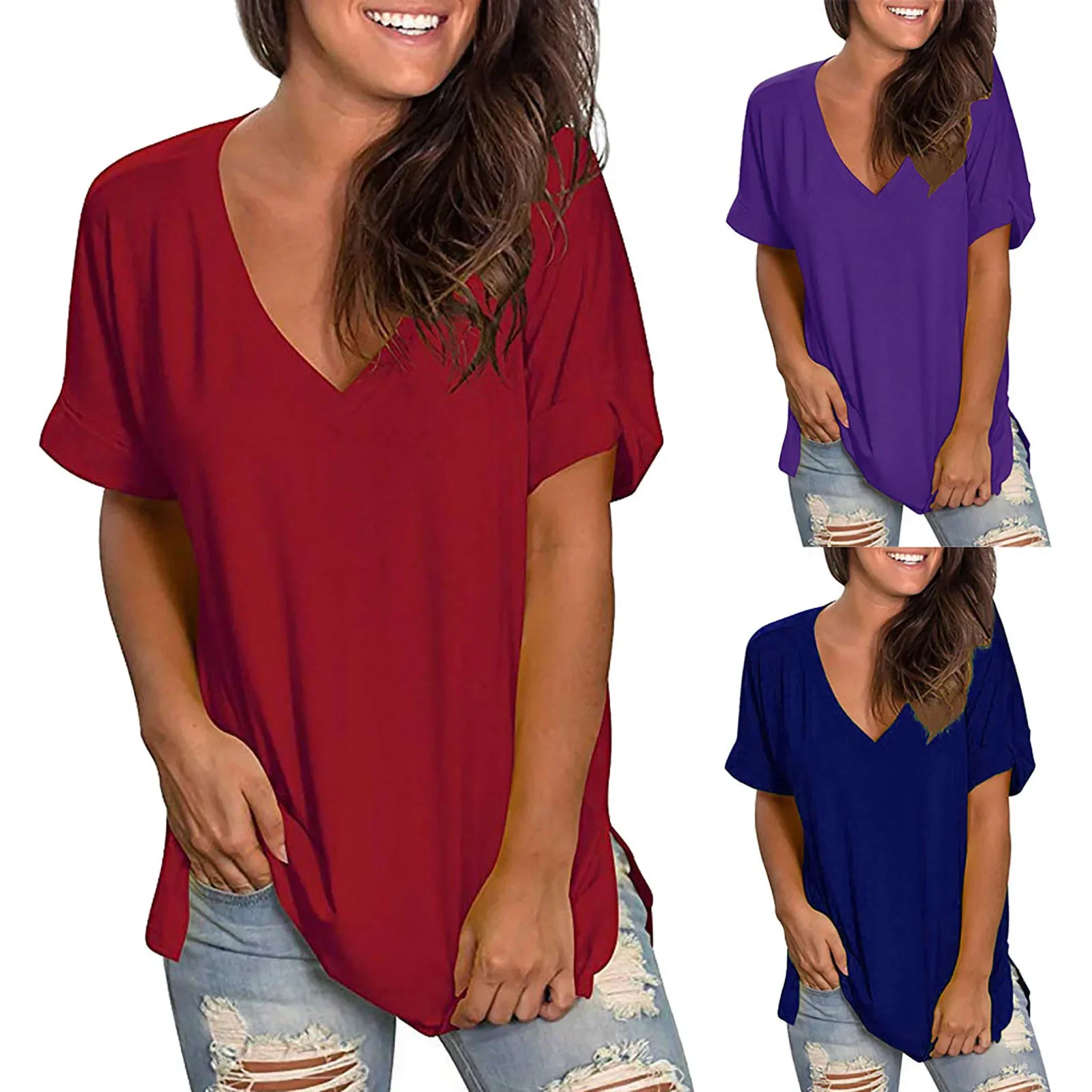 CPSYMYM Fashion Women's Casual Comfortable V-Neck Solid Color Hundred Short Sleeve Tops Trendy Tops for Women Womens Summer Top
CPSYMYM Fashion Women's Casual Comfortable V-Neck Solid Color Hundred Short Sleeve Tops Trendy Tops for Women Womens Summer Top