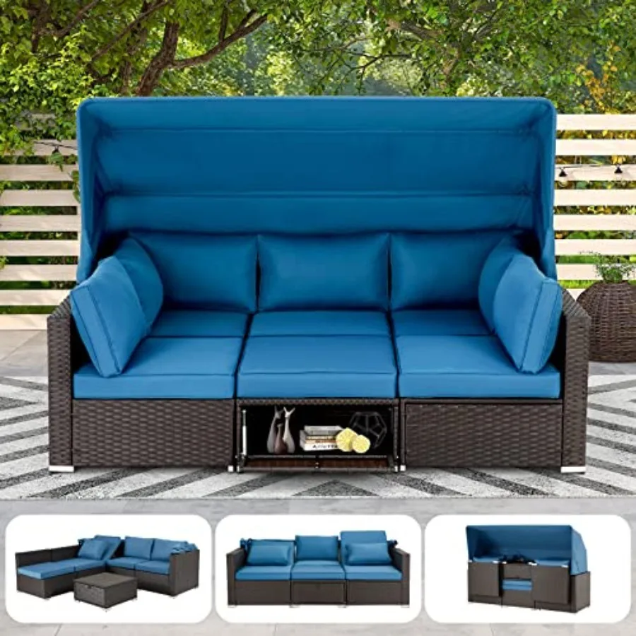 6 Pieces Patio Furniture Sets, Rattan Daybed with Retractable Canopy, Outdoor Sectional Sofa Set with Adjustable Backrest, Chai
6 Pieces Patio Furniture Sets, Rattan Daybed with Retractable Canopy, Outdoor Sectional Sofa Set with Adjustable Backrest, Chai