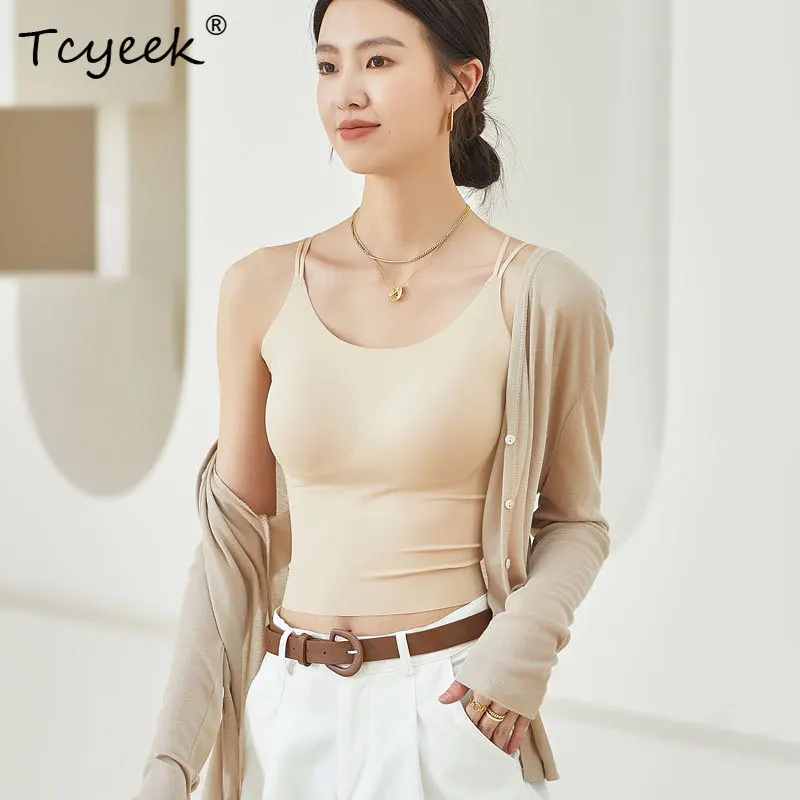 Tcyeek 89% Mulberry Silk 11% Spandex Camis Women Soild Color Sexy Camisole Comfortable Ladies Tops with Bra M-XL Wireless
Tcyeek 89% Mulberry Silk 11% Spandex Camis Women Soild Color Sexy Camisole Comfortable Ladies Tops with Bra M-XL Wireless