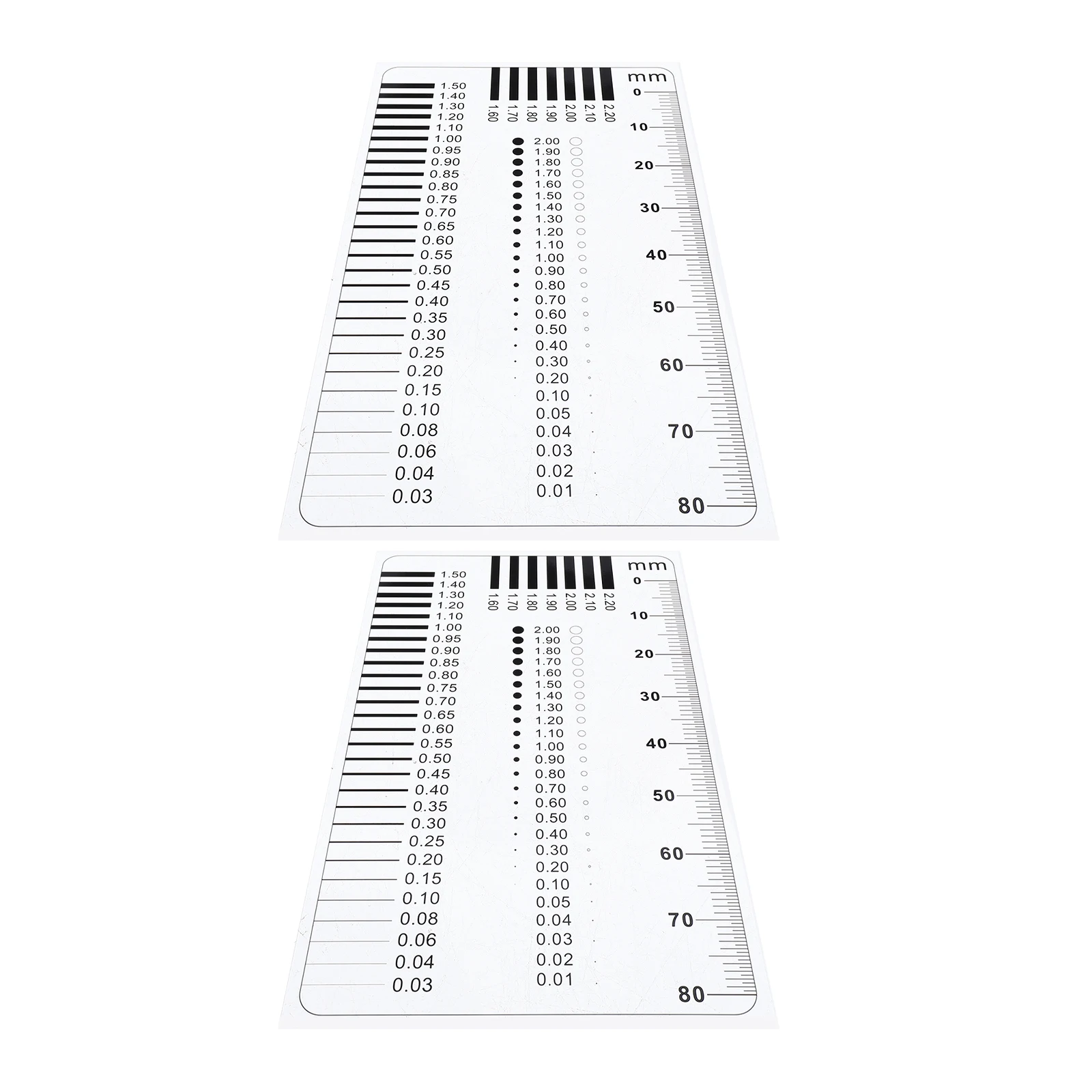 2Pcs Crack Width Ruler Transparent High Precision Surface Ruler Multi Functional Industrial Crack Measurement Tool Flaw