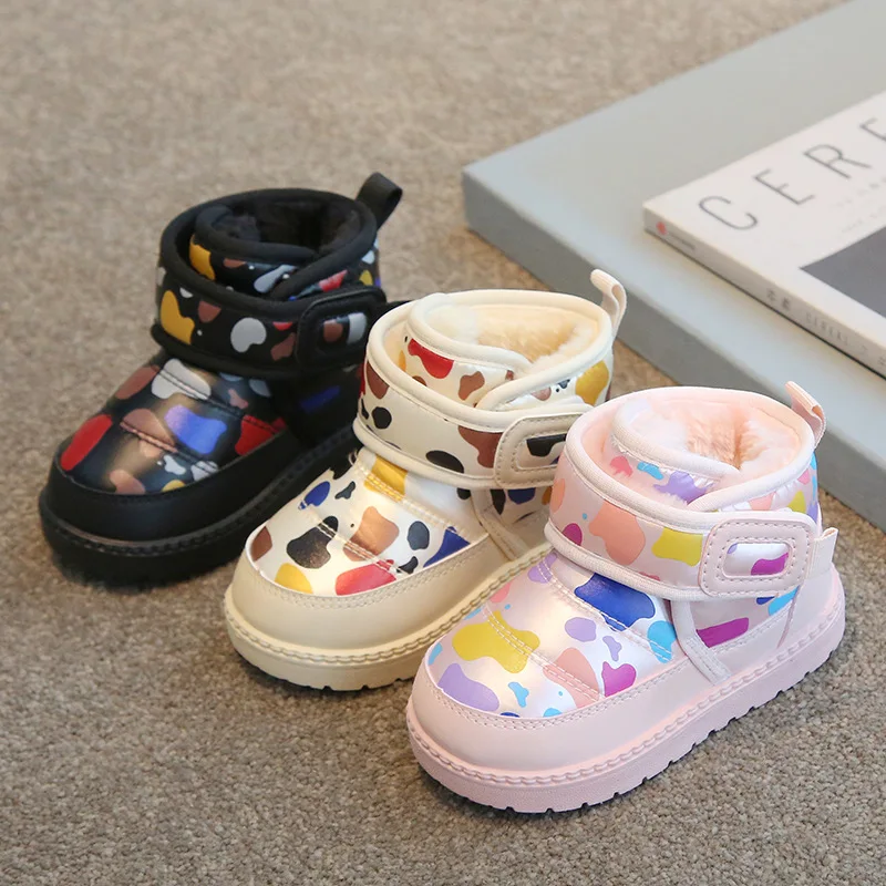 Snow Boots Ankle Boots Flat shoes Camouflage PU Leather Winter Shoes For Children Velcro Warm Off-white Black Shoes Size 17-34
Snow Boots Ankle Boots Flat shoes Camouflage PU Leather Winter Shoes For Children Velcro Warm Off-white Black Shoes Size 17-34