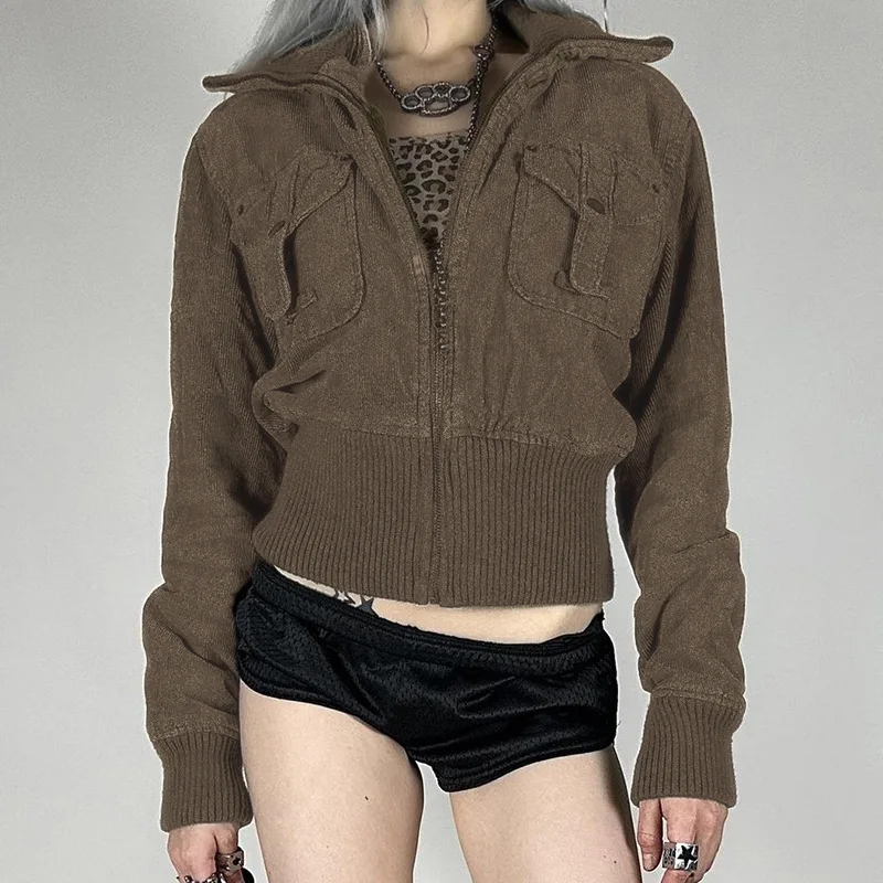 Autumn and winter new lapel corduroy thread patchwork short coat women's vintage multi-pocket zipper cardigan jacket
Autumn and winter new lapel corduroy thread patchwork short coat women's vintage multi-pocket zipper cardigan jacket