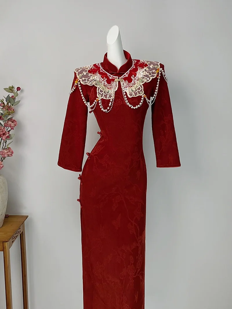 Red Long Sve Qipao Young Sle Wedding Dr New Chinese Sle Long Dr for Marriage Ceremony Breathable Polyester Fabric
Red Long Sve Qipao Young Sle Wedding Dr New Chinese Sle Long Dr for Marriage Ceremony Breathable Polyester Fabric
