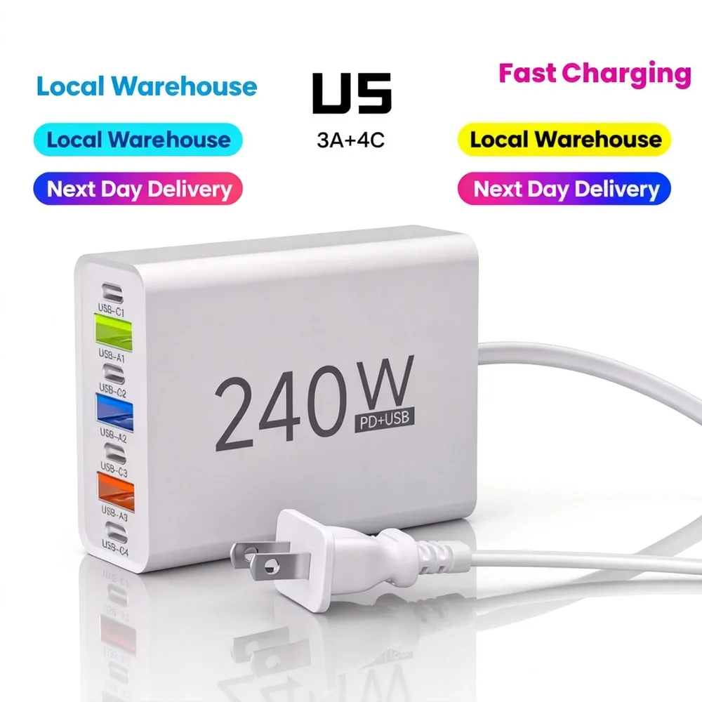 7-портовый блок быстрой зарядки USB-C мощностью 120 Вт — 3 адаптера USB-A и 4 адаптера USB-C с поддержкой PD 240 Вт для нескольких устройств
7-портовый блок быстрой зарядки USB-C мощностью 120 Вт — 3 адаптера USB-A и 4 адаптера USB-C с поддержкой PD 240 Вт для нескольких устройств
