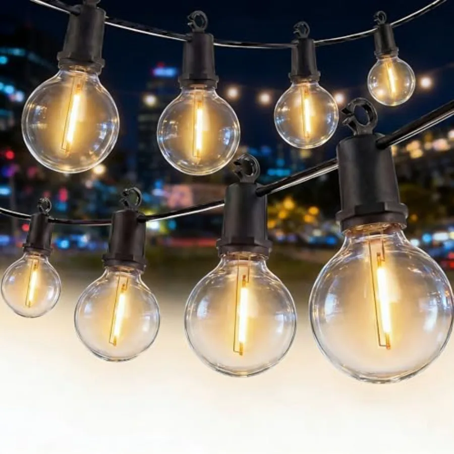 100Feet LED Outdoor String Lights, 52 G40 Bulbs Shatterproof Patio Lights, IP65 Waterproof Hanging Connectable Warm White Outdo
100Feet LED Outdoor String Lights, 52 G40 Bulbs Shatterproof Patio Lights, IP65 Waterproof Hanging Connectable Warm White Outdo
