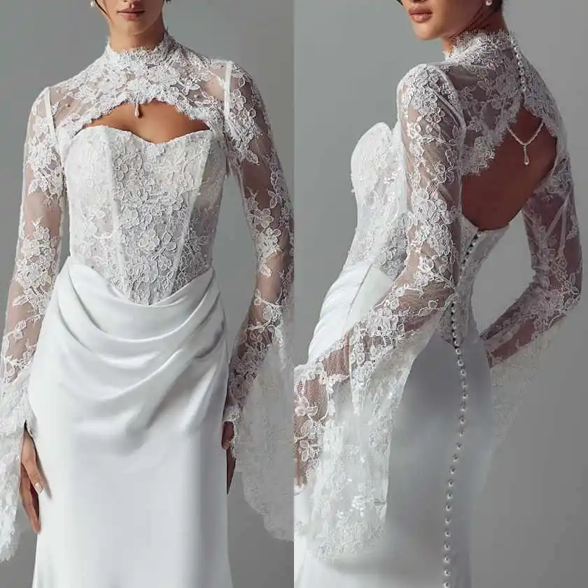 New Fashion Bridal Jacket Women Lace Appliques Edge Elbow Length Veil Wedding Formal Occasion Dresses robes de soirée Customized
New Fashion Bridal Jacket Women Lace Appliques Edge Elbow Length Veil Wedding Formal Occasion Dresses robes de soirée Customized