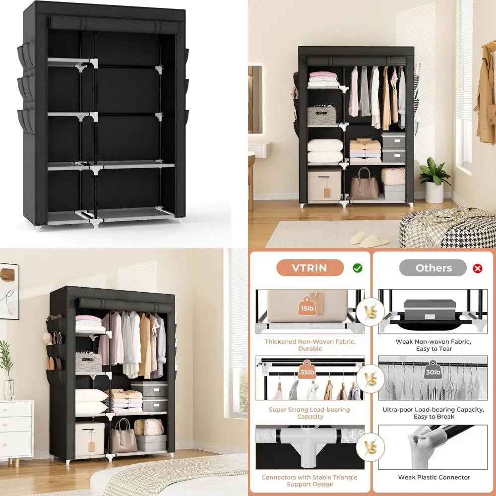 Портативный шкаф 41.7 с 1 штангой, 6 полками, 6 ящиками, чехлом для хранения одежды - черный
Портативный шкаф 41.7 с 1 штангой, 6 полками, 6 ящиками, чехлом для хранения одежды - черный