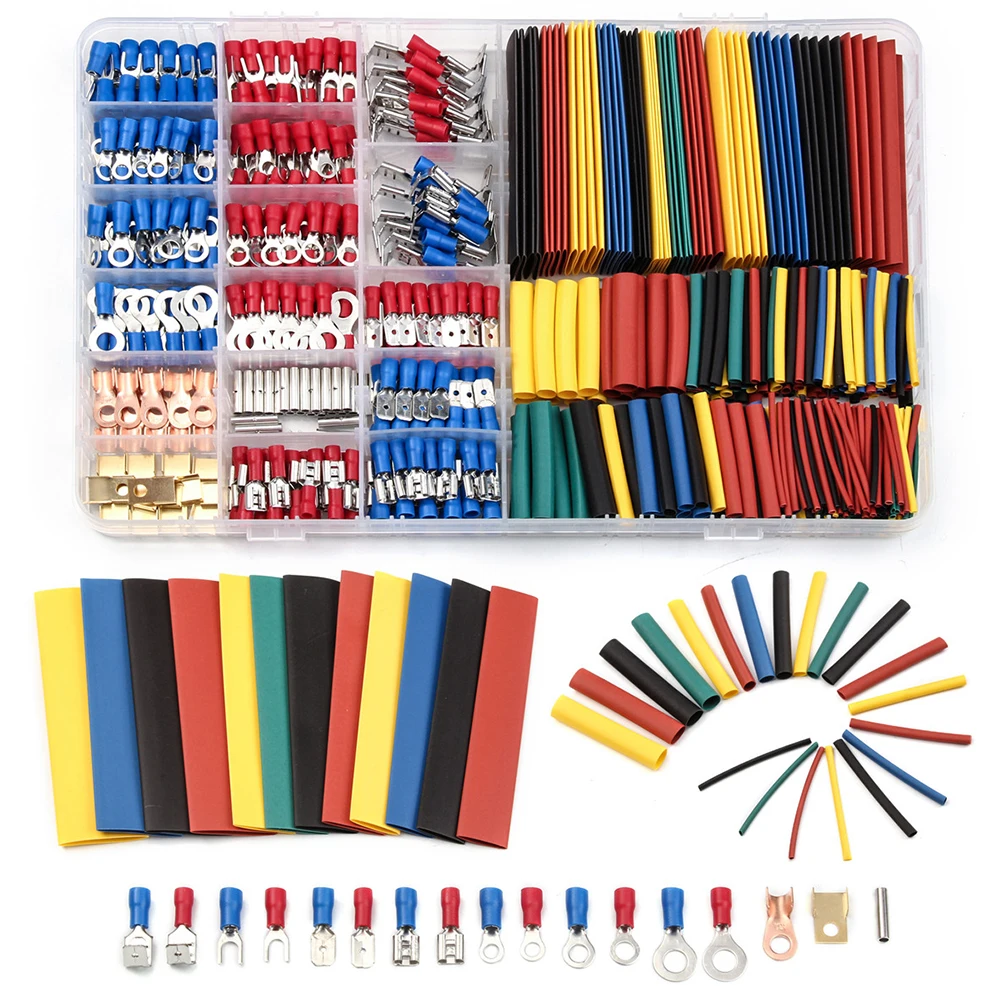 350pcs Cold-press Terminal Connection Heat Shrink Wire Connectors Wiring Terminals Tubing Assorted Car Van Workshop Garage
350pcs Cold-press Terminal Connection Heat Shrink Wire Connectors Wiring Terminals Tubing Assorted Car Van Workshop Garage