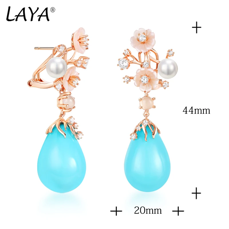 Laya 925 Sterling Silver Charming Shell Bead Zircon White Chalcedony Natural Shell Flower Drop Earrings For Women FashionJewelry 
Laya 925 Sterling Silver Charming Shell Bead Zircon White Chalcedony Natural Shell Flower Drop Earrings For Women FashionJewelry