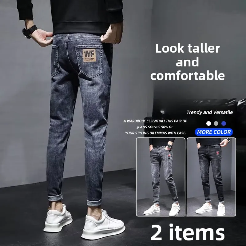Эластичные облегающие мужские джинсы, модные брендовые, осенне-зимние, новые, в корейском стиле, универсальные, стильные брюки с узкими штанинами
Эластичные облегающие мужские джинсы, модные брендовые, осенне-зимние, новые, в корейском стиле, универсальные, стильные брюки с узкими штанинами