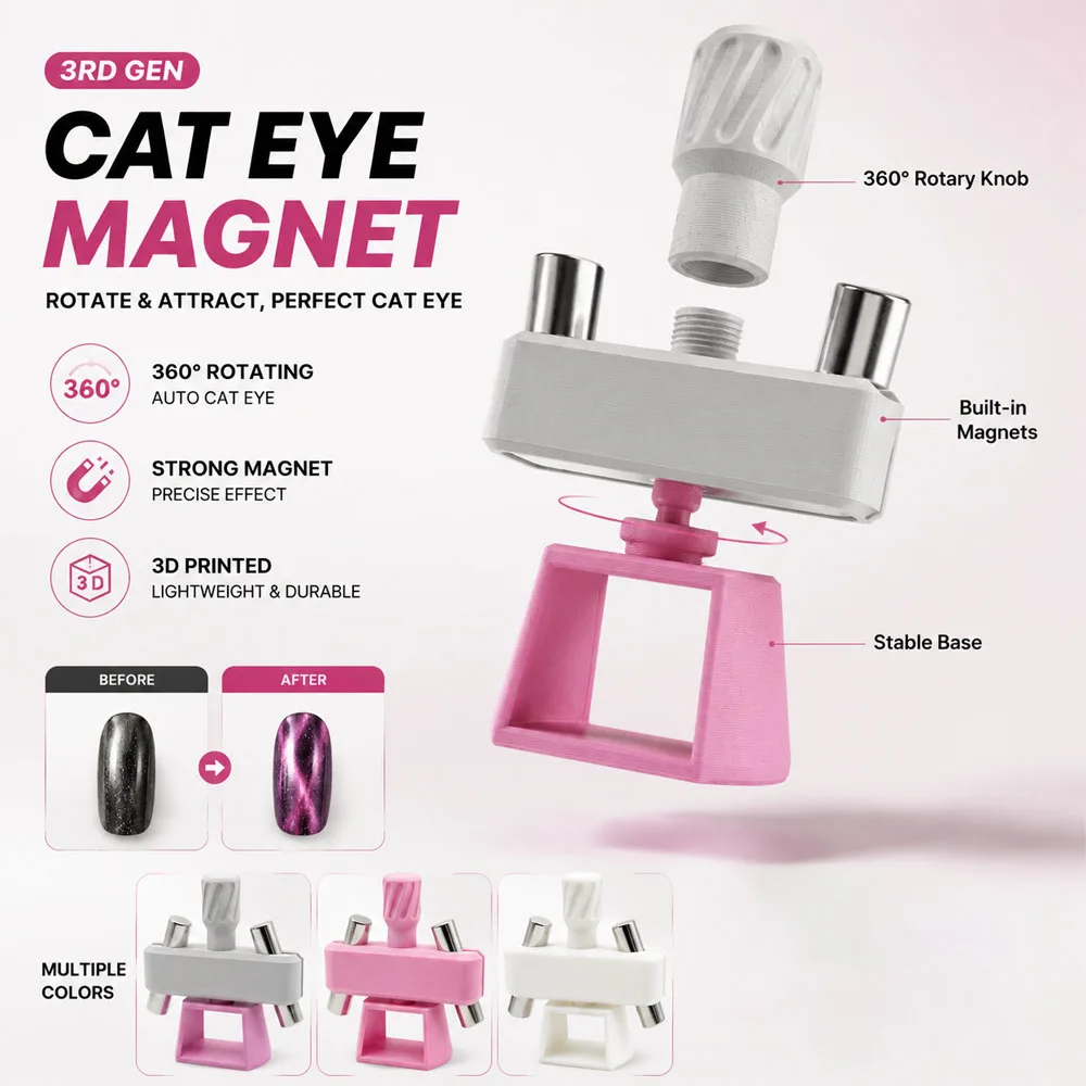 Rotatable Magnet Cat Eye Nail Art Tool 3D Printing Automatically Forms Perfect Cat Eye Streaks For Magnetic UV Gel Polish
Rotatable Magnet Cat Eye Nail Art Tool 3D Printing Automatically Forms Perfect Cat Eye Streaks For Magnetic UV Gel Polish