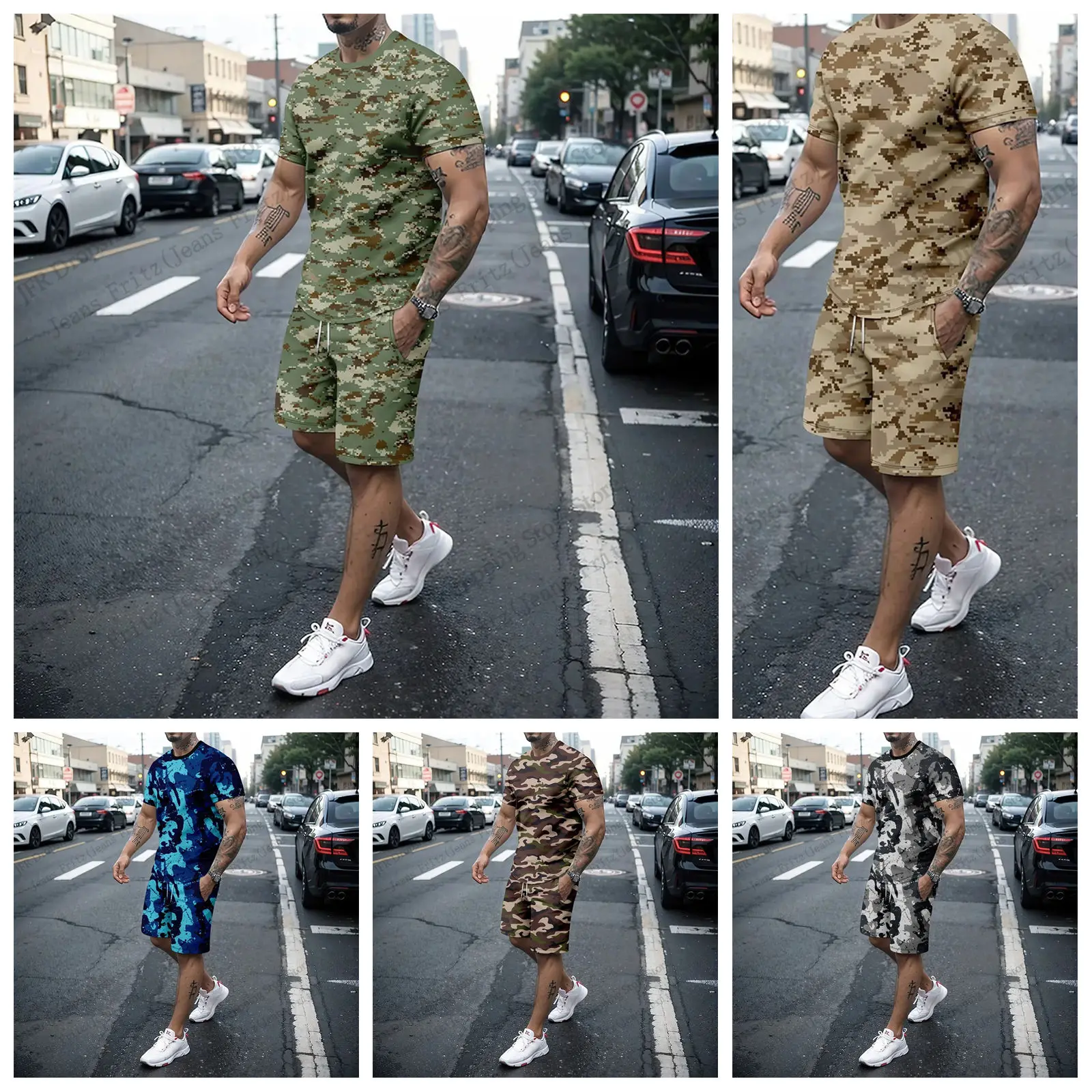 New Camo Camouflage 3d Print T-shirt Set Men Fashion Tshirt+Short 2Piece Sets Outdoor Sports Leisure Tracksuit Suit Men Clothing
New Camo Camouflage 3d Print T-shirt Set Men Fashion Tshirt+Short 2Piece Sets Outdoor Sports Leisure Tracksuit Suit Men Clothing