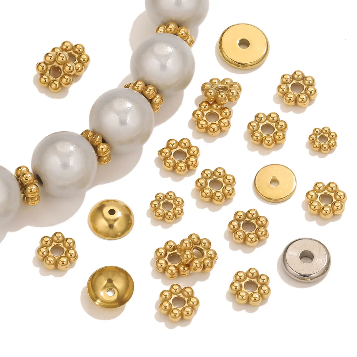 20/50pcs Stainless Steel Daisy Snowflake Wheel Spacing Beads 18K Gold Plated for DIY Embroidery Jewelry Making Craft Wholesale
20/50pcs Stainless Steel Daisy Snowflake Wheel Spacing Beads 18K Gold Plated for DIY Embroidery Jewelry Making Craft Wholesale