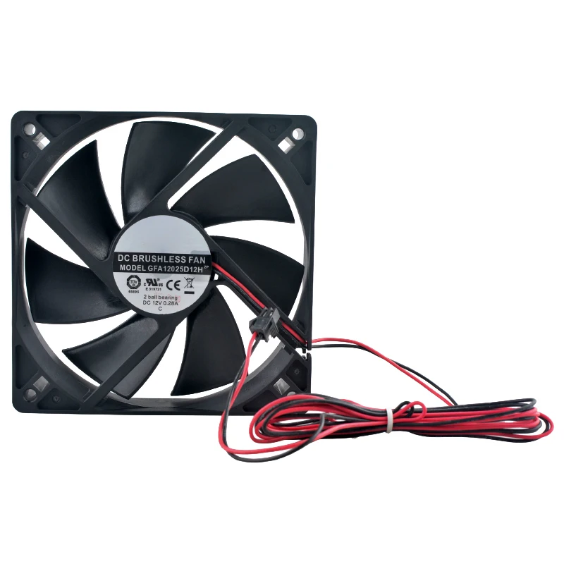 GFA12025D12H 120mm Dual Ball Bearing High-Speed Cooling Fan DC12V 0.28A for Power Supply 120x120x25mm Size
GFA12025D12H 120mm Dual Ball Bearing High-Speed Cooling Fan DC12V 0.28A for Power Supply 120x120x25mm Size