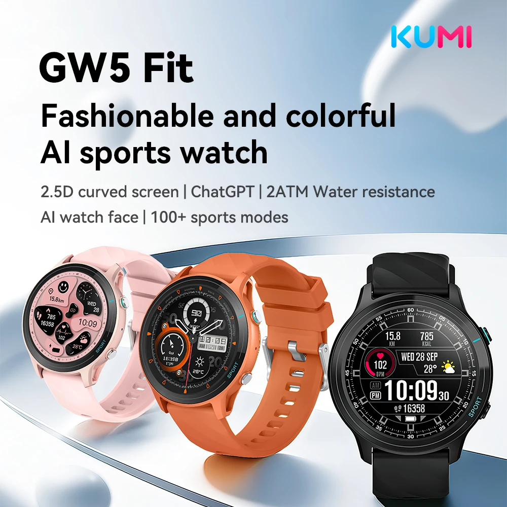 KUMI GW5 Fit Smart Watch 1.52" AMOLED BT Call NFC HR BP SpO2 Sleep Monitor IP68 Waterproof AI Voice for Men Women Android iOS
KUMI GW5 Fit Smart Watch 1.52" AMOLED BT Call NFC HR BP SpO2 Sleep Monitor IP68 Waterproof AI Voice for Men Women Android iOS