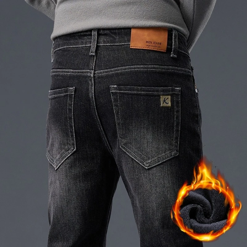 Winter Men's Straight Fleece Jeans Vintage Fashion Stretch Comfort Brand Velvet Trousers Casual Thickened Plush Denim Pants
Winter Men's Straight Fleece Jeans Vintage Fashion Stretch Comfort Brand Velvet Trousers Casual Thickened Plush Denim Pants