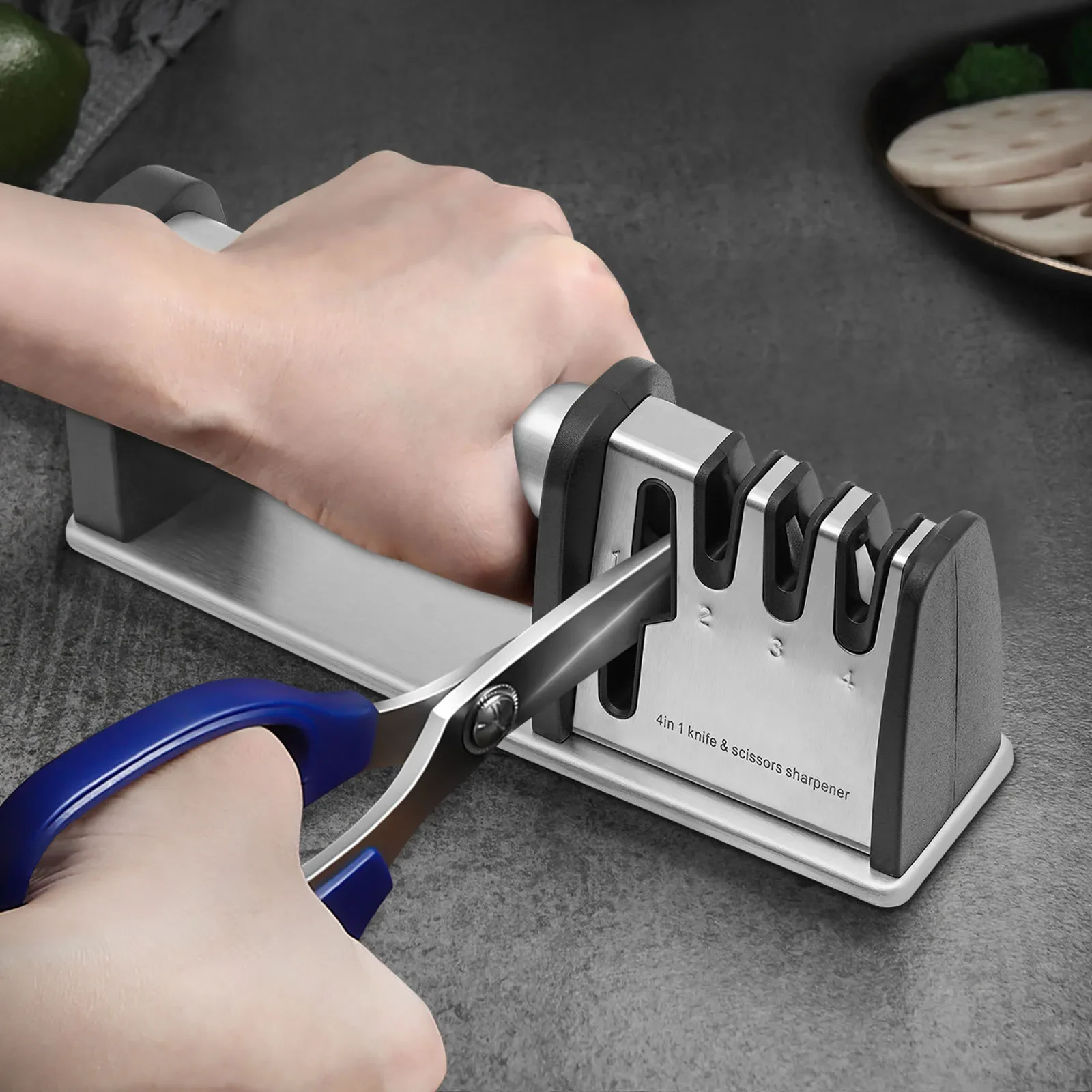 Manual Knife Sharpener, 4-Stage Kitchen Knives and Scissors Sharpening Tools, Professional Knife bayonet Sharpener, 22*6.6*7.8cm
Manual Knife Sharpener, 4-Stage Kitchen Knives and Scissors Sharpening Tools, Professional Knife bayonet Sharpener, 22*6.6*7.8cm