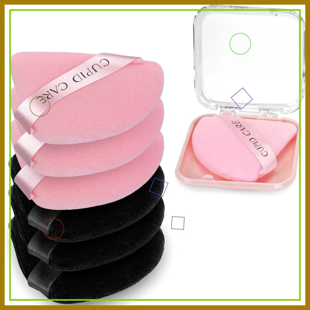 6 Triangle Powder Puffs with 2 Travel Cases, Velour Makeup Sponges for Loose & Body Powder, Foundation Blending
6 Triangle Powder Puffs with 2 Travel Cases, Velour Makeup Sponges for Loose & Body Powder, Foundation Blending