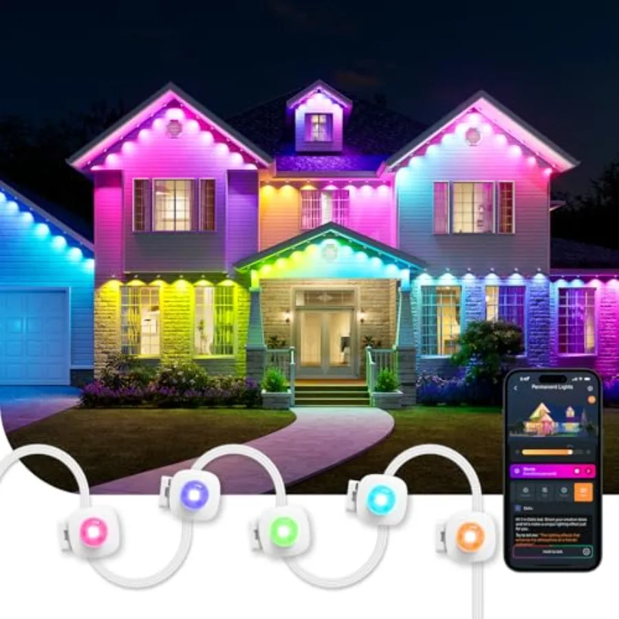 Permanent Outdoor Lights HP5, 100ft Smart AI RGBTW LED Outdoor Lights for Easter Day Lights, 85 Scenes Modes, IP67 Waterproof,
Permanent Outdoor Lights HP5, 100ft Smart AI RGBTW LED Outdoor Lights for Easter Day Lights, 85 Scenes Modes, IP67 Waterproof,