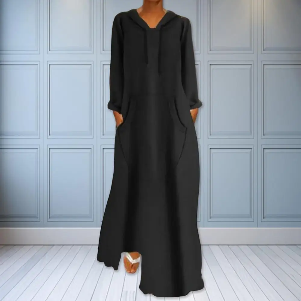Women Fall Spring Maxi Dress Hooded Loose Solid Color Drawstring Pockets Full Length Pullover Soft Breathable Dress
Women Fall Spring Maxi Dress Hooded Loose Solid Color Drawstring Pockets Full Length Pullover Soft Breathable Dress