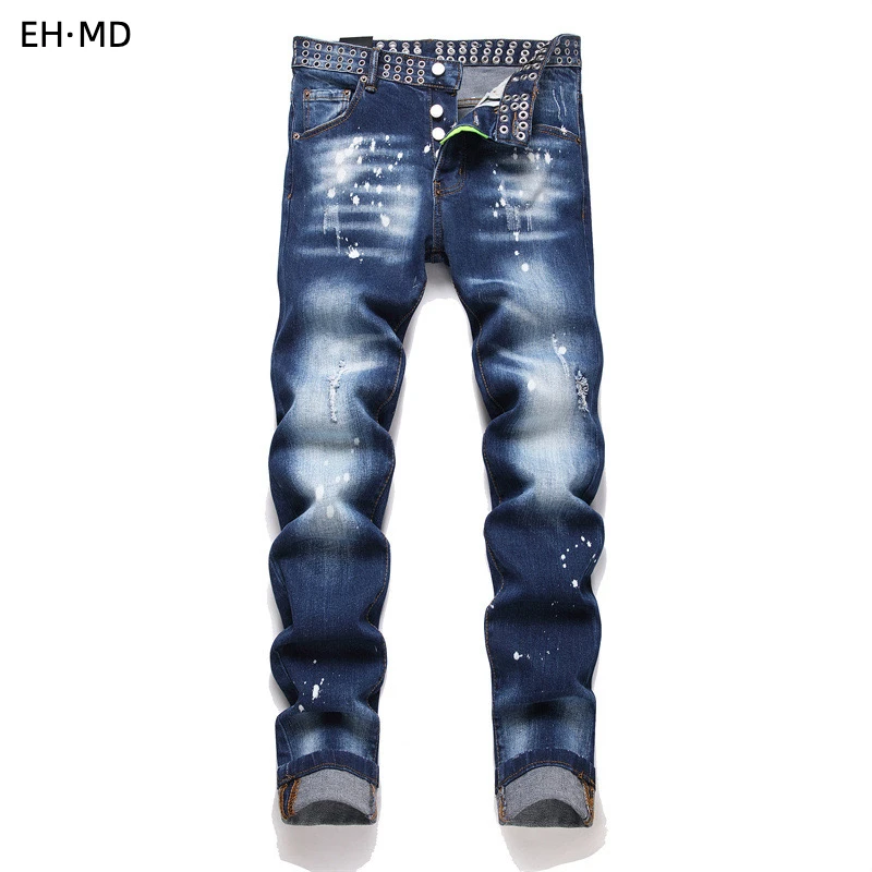 Summer Embroidered Jeans 3D Pattern Men Breathable Slim Fit Metal Belt High Street Micro Chapter Trendy High Elasticity Cotton 2
Summer Embroidered Jeans 3D Pattern Men Breathable Slim Fit Metal Belt High Street Micro Chapter Trendy High Elasticity Cotton 2
