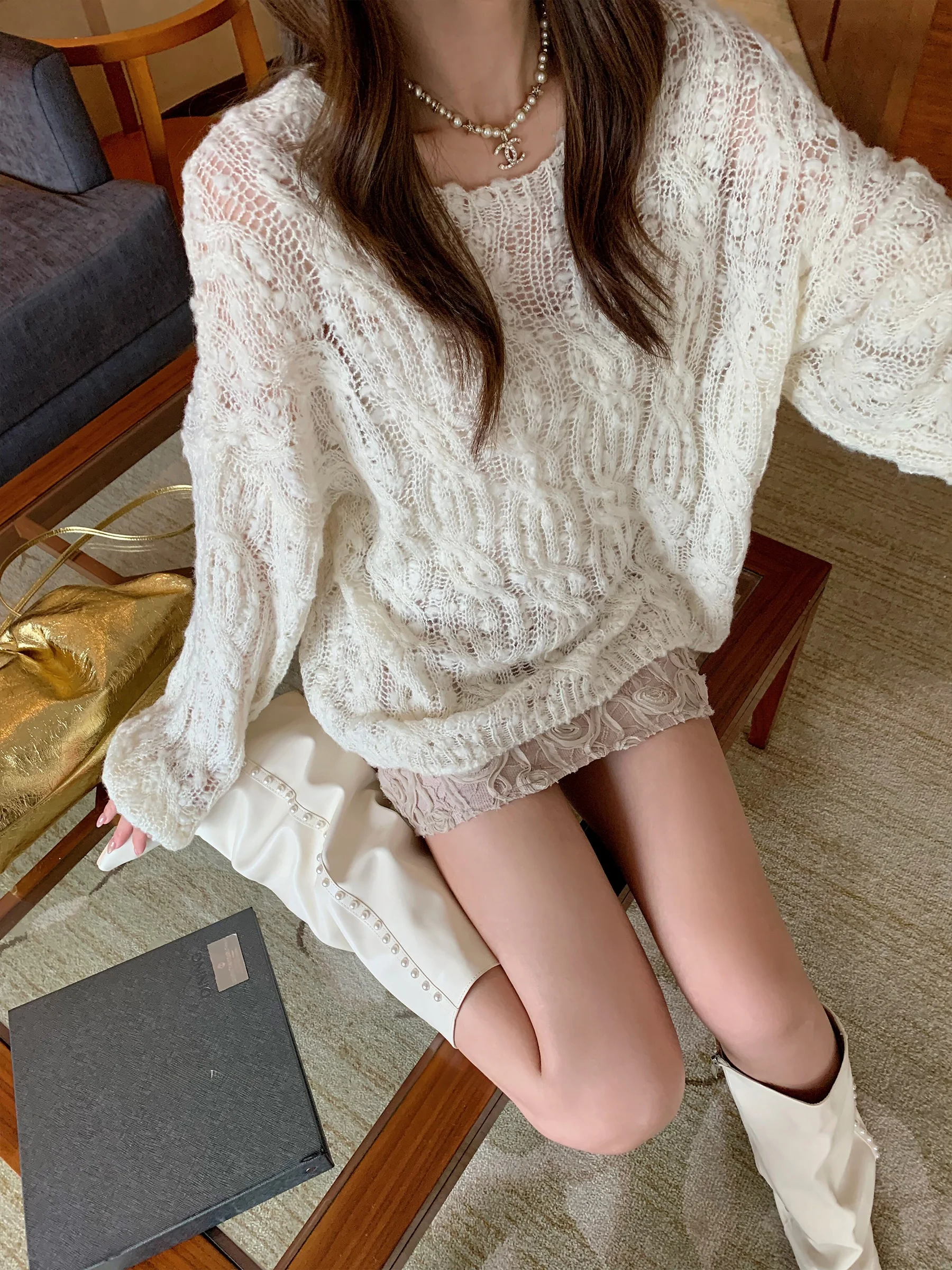 Свободный женский вязаный свитер с ажурным узором, повседневная летняя верхняя одежда, трикотаж от Sam Seoi, корейский шик
Свободный женский вязаный свитер с ажурным узором, повседневная летняя верхняя одежда, трикотаж от Sam Seoi, корейский шик