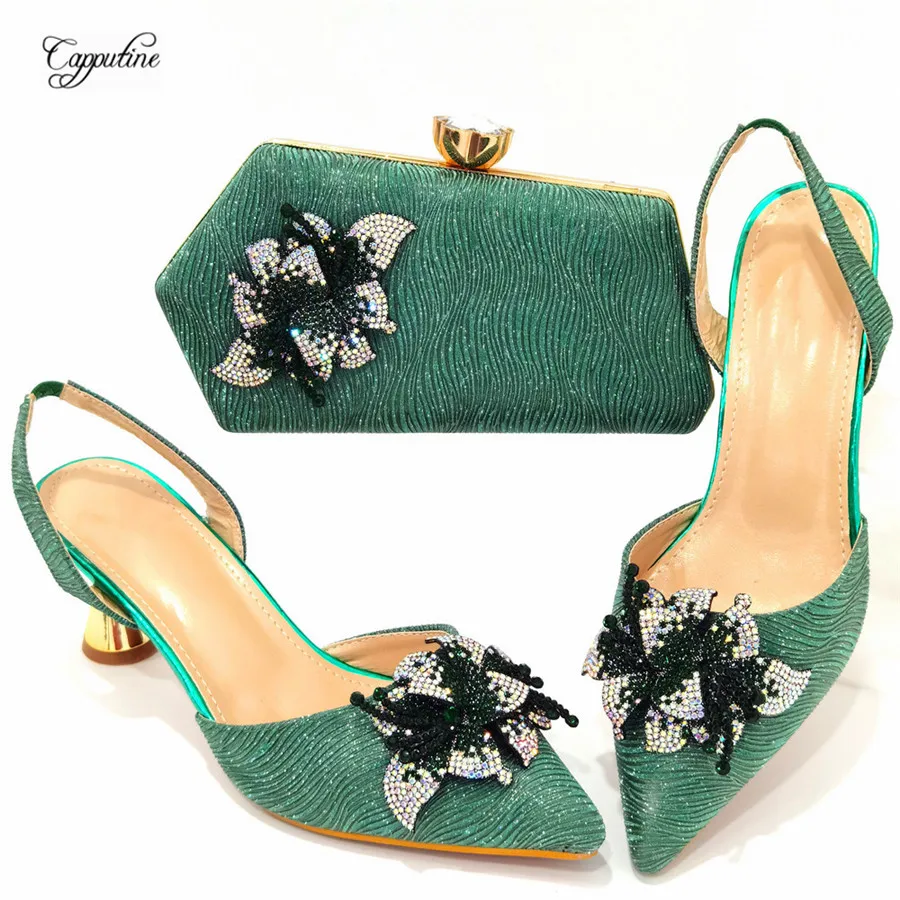 Green Women Shoes And Bag Set African Ladies Pumps Match With Clutch Sandals Handbag Clutch Escarpins Femme Sandales CR776-1
Green Women Shoes And Bag Set African Ladies Pumps Match With Clutch Sandals Handbag Clutch Escarpins Femme Sandales CR776-1