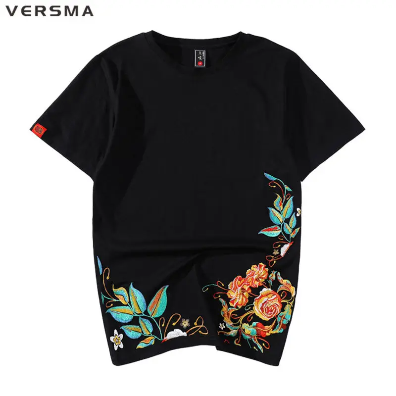 VERSMA Chinese Style Floral Embroidery Short Sleeve T-Shirt Men Summer Youth Cotton Casual Vintage Tee Shirt Women Dropshipping
VERSMA Chinese Style Floral Embroidery Short Sleeve T-Shirt Men Summer Youth Cotton Casual Vintage Tee Shirt Women Dropshipping