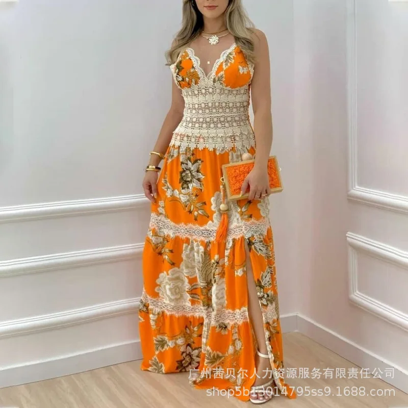 Women's Beach Dress 2024 Summer Latest European and American Vacation Sexy V-neck OL Commuter Edge Panel Printed Long Skirt
Women's Beach Dress 2024 Summer Latest European and American Vacation Sexy V-neck OL Commuter Edge Panel Printed Long Skirt