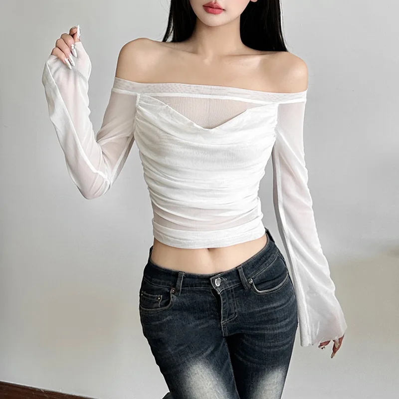Wind 2025 Весенний новый продукт Женская мода Design Sense One Word Шея с открытыми плечами Перспективный короткий топ с длинными рукавами для женщин
Wind 2025 Весенний новый продукт Женская мода Design Sense One Word Шея с открытыми плечами Перспективный короткий топ с длинными рукавами для женщин