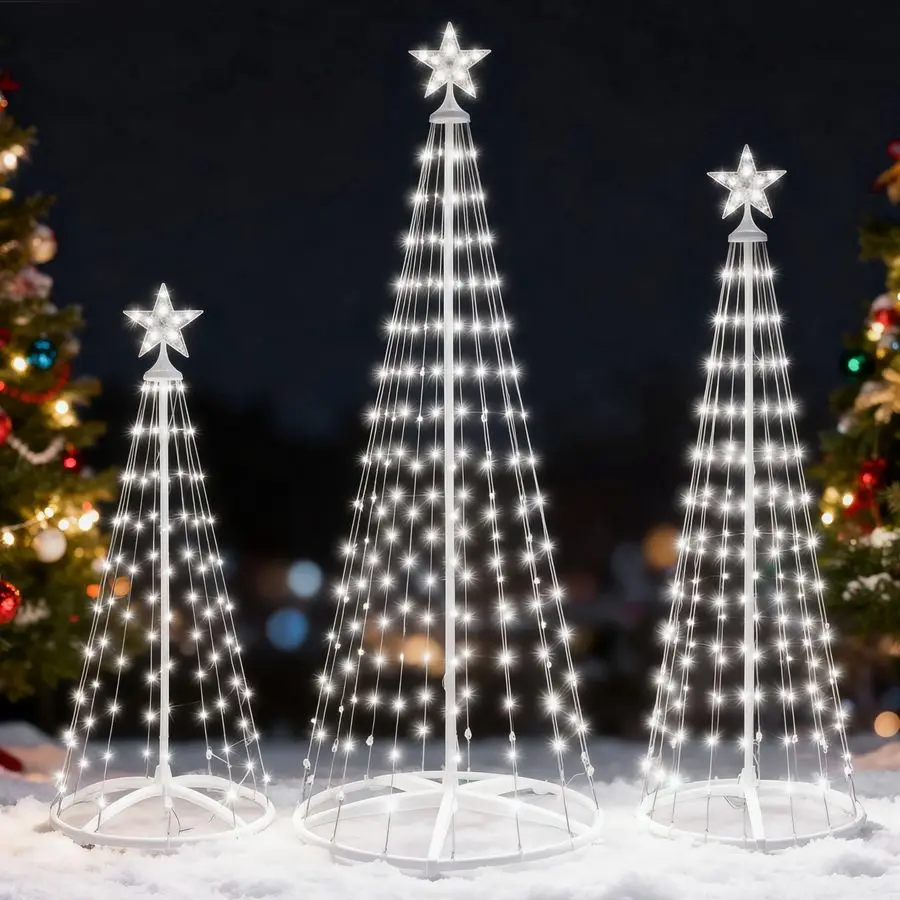 3 Pack LED Christmas Cone Tree Lights, 4FT 5FT 6FT Outdoor Lighted Tree with 8 Lighting Modes amp Star Topper, Christmas Decorat
3 Pack LED Christmas Cone Tree Lights, 4FT 5FT 6FT Outdoor Lighted Tree with 8 Lighting Modes amp Star Topper, Christmas Decorat