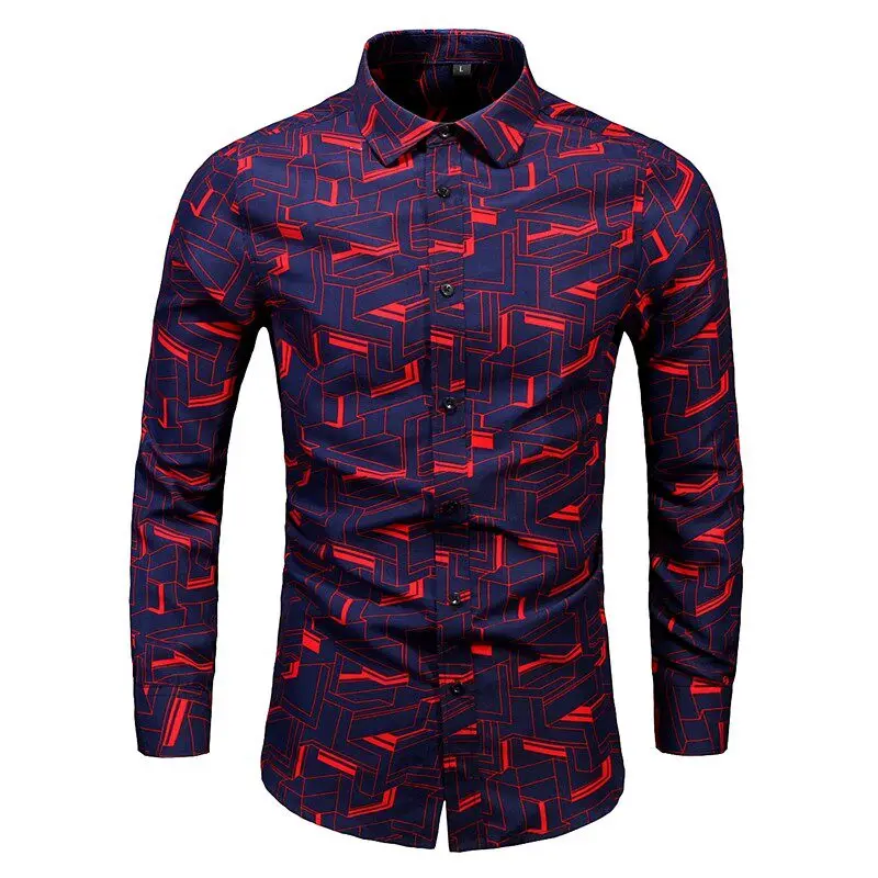 Men's long-sleeved shirt with print, red shirt, for vacation, outdoor social party, men's clothing
Men's long-sleeved shirt with print, red shirt, for vacation, outdoor social party, men's clothing