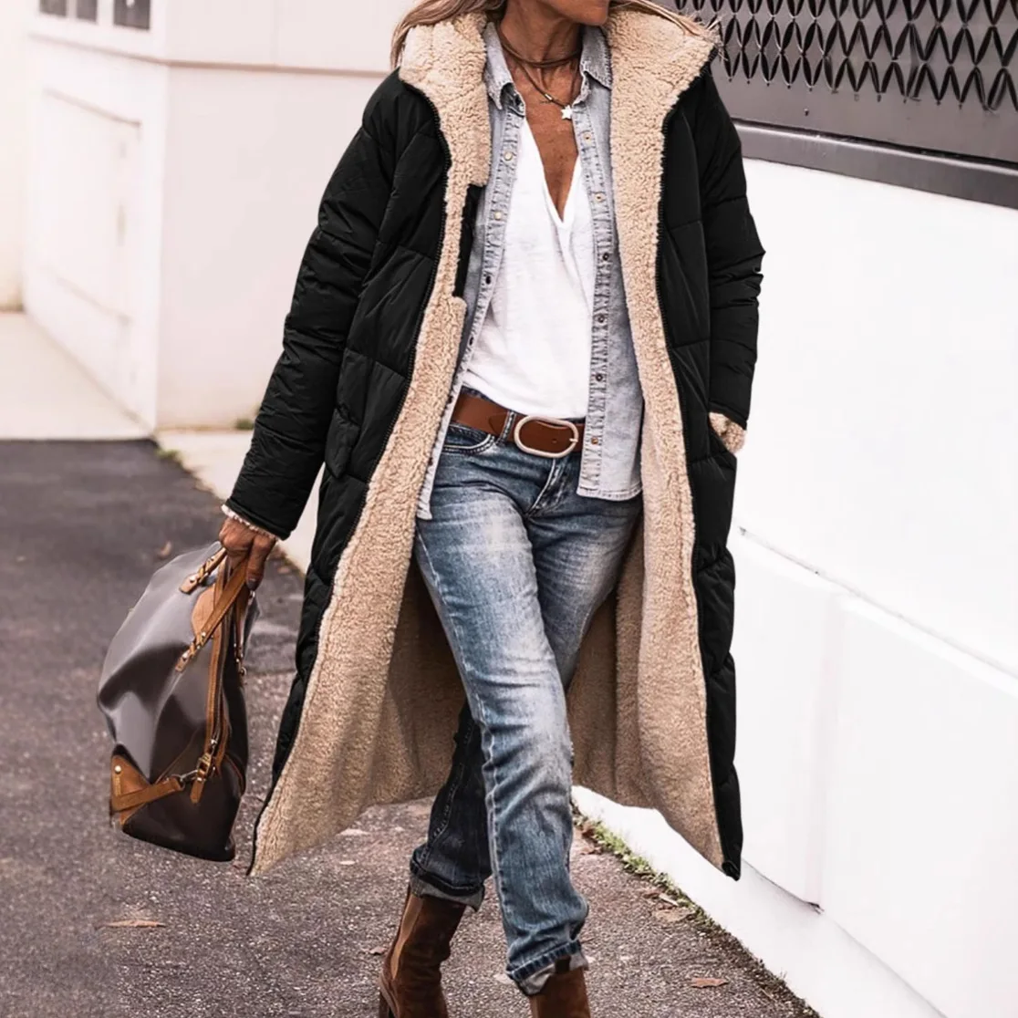 Casual Solid Cotton Coat Women Hooded Warm Fur Long Parkas Warm Thick Jackets 2025 Autumn Winter Jacket Zip Padded Overcoats
Casual Solid Cotton Coat Women Hooded Warm Fur Long Parkas Warm Thick Jackets 2025 Autumn Winter Jacket Zip Padded Overcoats