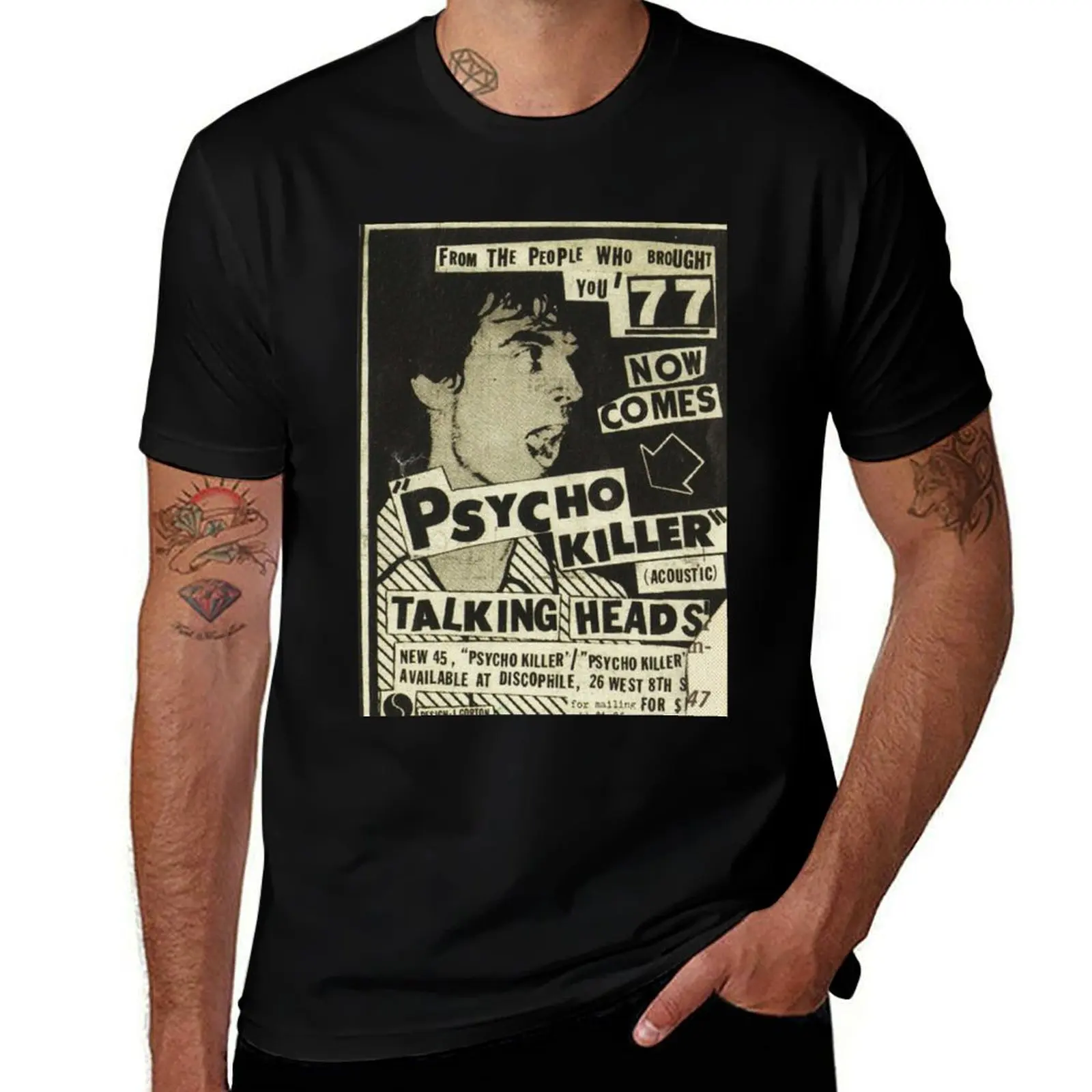 Psycho Killer-Говорящие головы, концертный постер после-панка 1977, футболка с плакатом, мужская футболка, хлопковая футболка 
Psycho Killer-Говорящие головы, концертный постер после-панка 1977, футболка с плакатом, мужская футболка, хлопковая футболка
