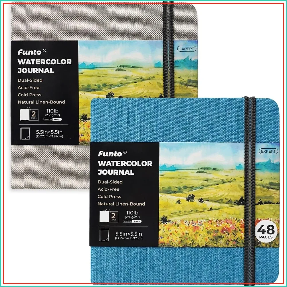 Watercolor Journal 2-Pack, 5.5x5.5 Square, 48 Pages Each, 230gsm, Gray & Blue Cover
Watercolor Journal 2-Pack, 5.5x5.5 Square, 48 Pages Each, 230gsm, Gray & Blue Cover