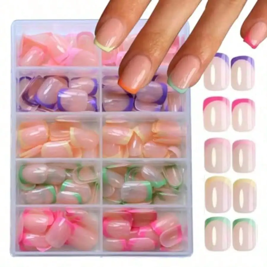 240Pcs Short Square French Tip Press On Nails Kit, 12 Colors Glossy Acrylic Full Cover Reusable Fake Nails, Salon DIY Manicure Set For Women
240Pcs Short Square French Tip Press On Nails Kit, 12 Colors Glossy Acrylic Full Cover Reusable Fake Nails, Salon DIY Manicure Set For Women